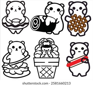 cute foodie bear with food