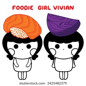 cute foodie girls illustration vector