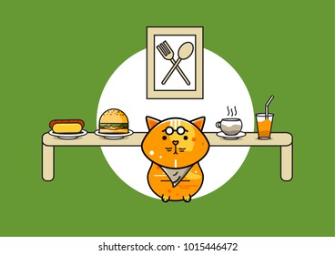 Cute Foody Cat Vector