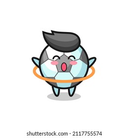 cute football cartoon is playing hula hoop , cute style design for t shirt, sticker, logo element