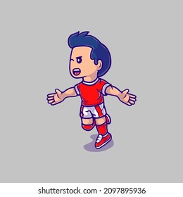 cute football character illustration celebrating. Suitable for mascot designs, t-shirts, and others about football