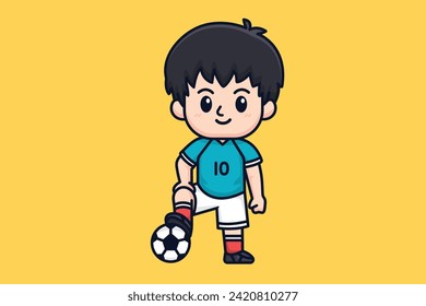 Cute Football Player Cartoon Character