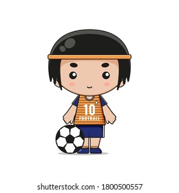 Cute Football Player Mascot Character. Design isolated on white background.