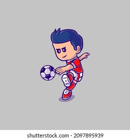 cute footballer character illustration. Suitable for mascot designs, t-shirts, and others about football