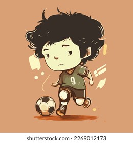 cute footballer chibi style vector art