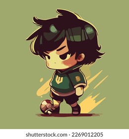 cute footballer chibi style vector art