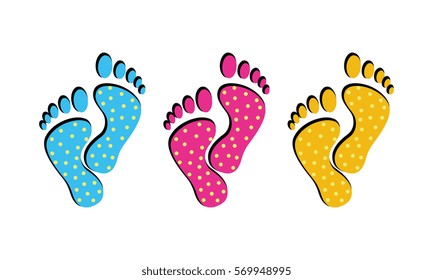 Cute footprint in doodle style