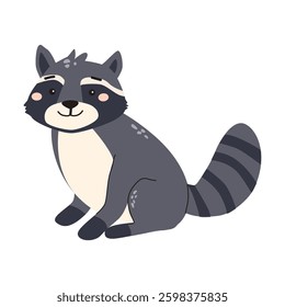 Cute forest animal illustration featuring a raccoon for children's design.