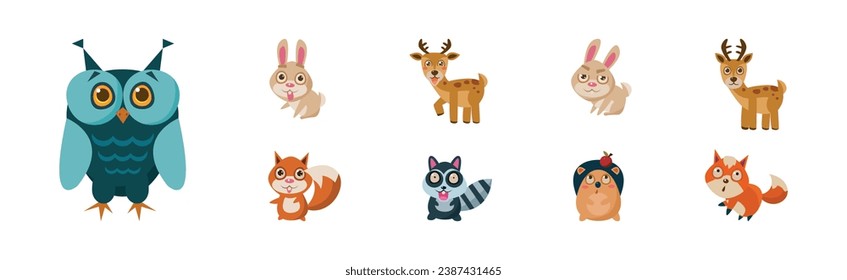 Cute Forest Animal with Pretty Snout Vector Set