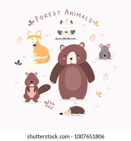 Cute Forest Animal Vector Set