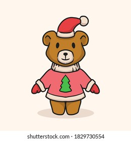 Cute forest animal with winter and Christmas cloth 