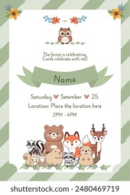 Cute Forest Animals Birthday Invitation