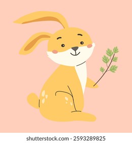 Cute forest animals design featuring adorable rabbit with leaf illustration.