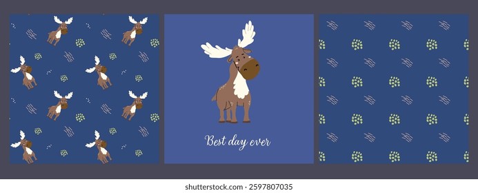 Cute forest animals patterns for kids' room decor.