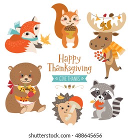 Cute forest animals for Thanksgiving design.