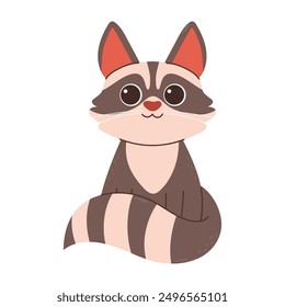 Cute forest autumn animals. Cartoon raccoon for autumn season. Fall season stickers and clipart. Thanksgiving design on white.