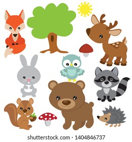 Cute forest baby animal vector cartoon illustration