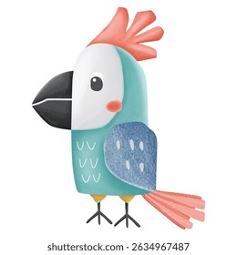 cute forest bird parrot Character watercolor	
