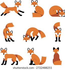 Cute Forest Fox Character and Pose Illustrations
