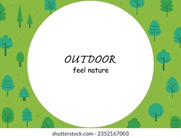 Cute Forest Illustration with Circular Frame