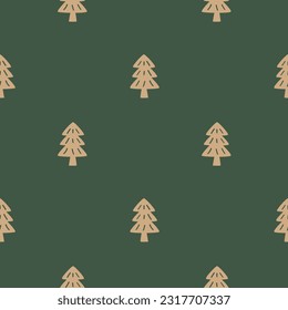 Cute Wald Winter handgezeichnet nahtlose Muster - neues Jahr, Weihnachten, Urlaub. Graue Textur mit Tannenbaum für Druck, Papier, Design, Stoff, Dekoration, Geschenkverpackung, Hintergrund, Vektorgrafik