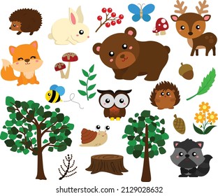 Cute forest woodland creature sticker set