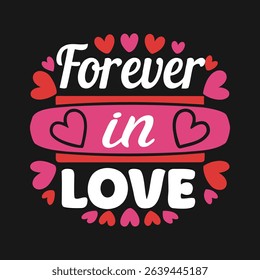 Cute 'Forever in Love' Quote with Pink Heart Icons