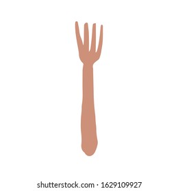 Cute fork in doodle style isolated on white background. Simple vector illustration