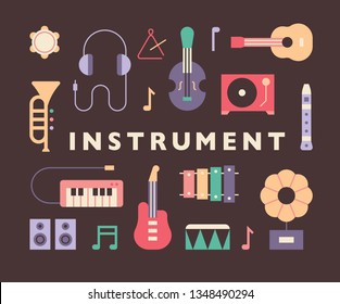 Cute form instruments. flat design style minimal vector illustration