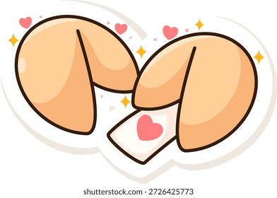 Linda galleta de la fortuna con mensaje de amor, simbolizando sorpresas románticas.