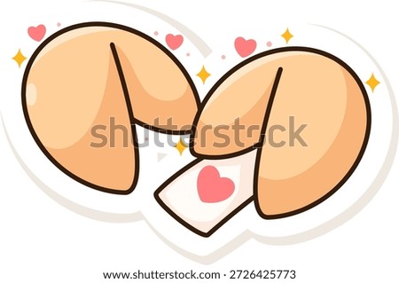 Cute fortune cookie with love message, symbolizing romantic surprises.