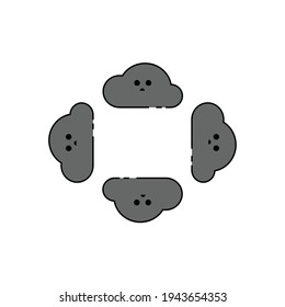 cute four storm cloud Illustration, wallpaper, lockscreen, frame. modern simple vector icon, flat graphic symbol in trendy flat design style.