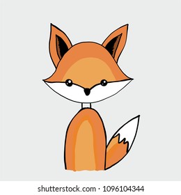 Cute fox adorable cartoon vector illustration.