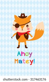 cute fox ahoy pirate poster