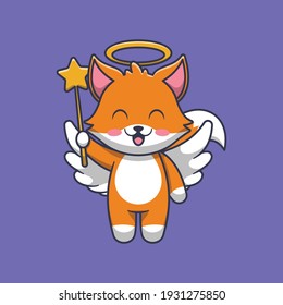 cute fox angel cartoon illustration