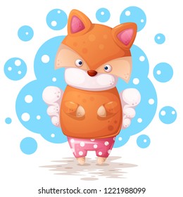 Cute fox and angel wings illutration. Vector eps 10