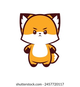 Cute Fox with an Angry Expression illustration vector, hand drawing vector