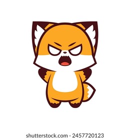 Cute Fox with an Angry Expression illustration vector, hand drawing vector, hand drawing vector, logo design