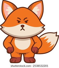 Niedlicher Fuchs wütend mit Händen auf der Hüfte Illustration