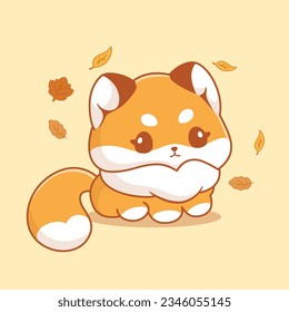 cute fox animal autumn kawaii illustration