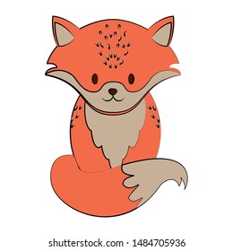 Cute fox animal cartoon isolated vector illustration graphic design