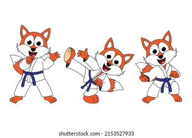 caricatura de un animal de zorro lindo karate