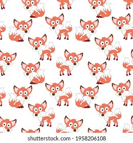 cute fox animal cartoon pattern