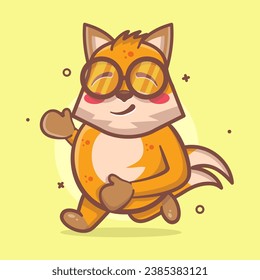 cute fox animal character mascot running isolated cartoon in flat style design