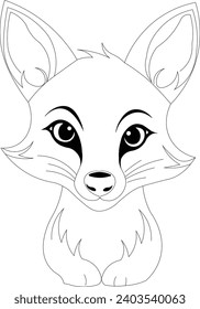 Cute fox Animal Coloring pages For kids and adults 