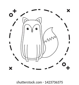 cute fox animal in frame circular