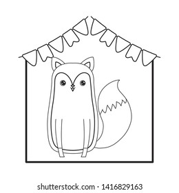 cute fox animal with garlands hanging
