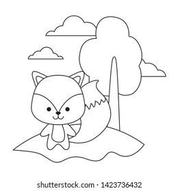 cute fox animal in landscape