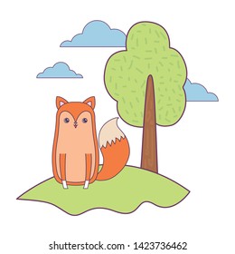 cute fox animal in landscape