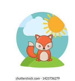 cute fox animal in landscape natural